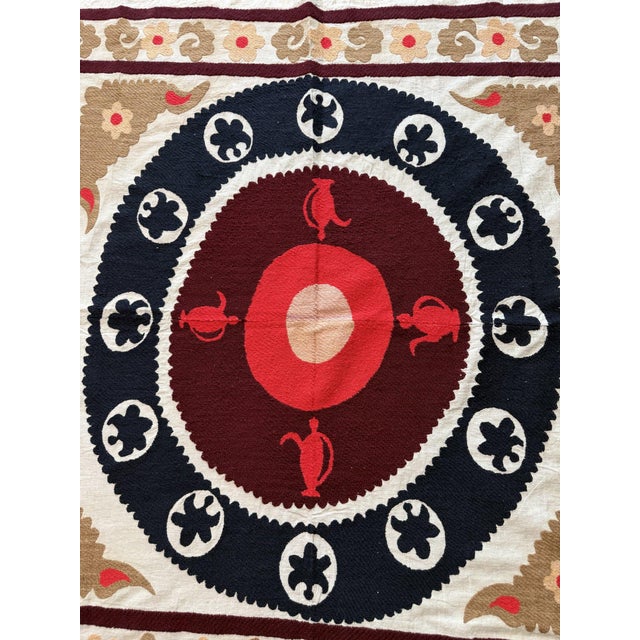 Hand-Embroidered Vintage Suzani from Bukhara, circa 1960s era. Dimension; 52'' x 56'' inches / 131 x 142 cm / 4'4'' x...