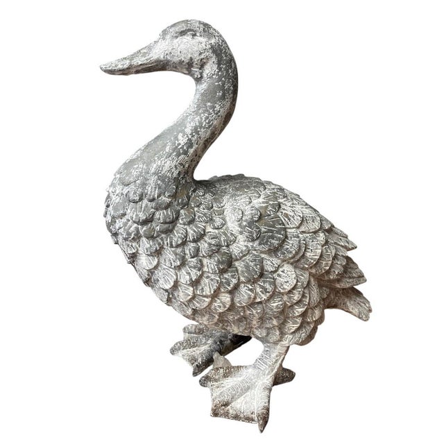 French Country Vintage Country Style Cast Iron Duck Garden Statue For Sale - Image 3 of 12