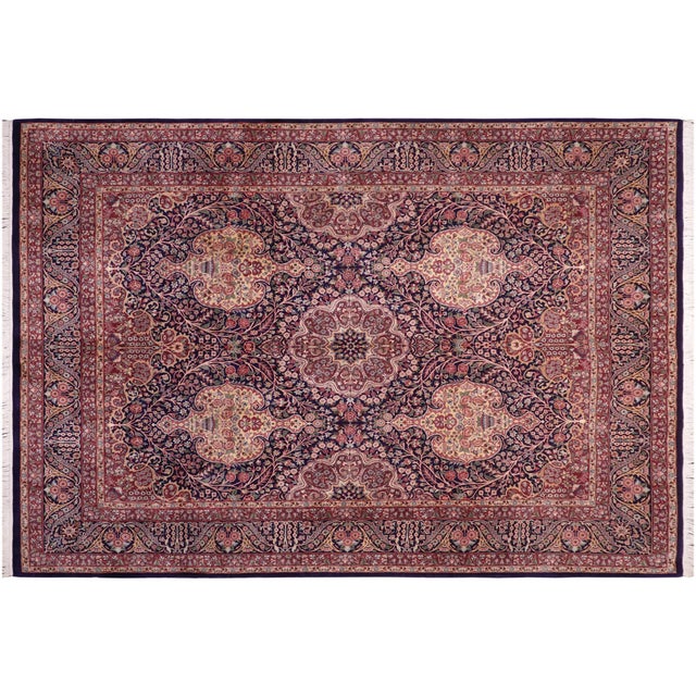 Brick Red Beautiful Shabby Chic Sultan Pak-Persian Blue/Rust Wool Rug - 8'2'' X 10'3'' For Sale - Image 8 of 9