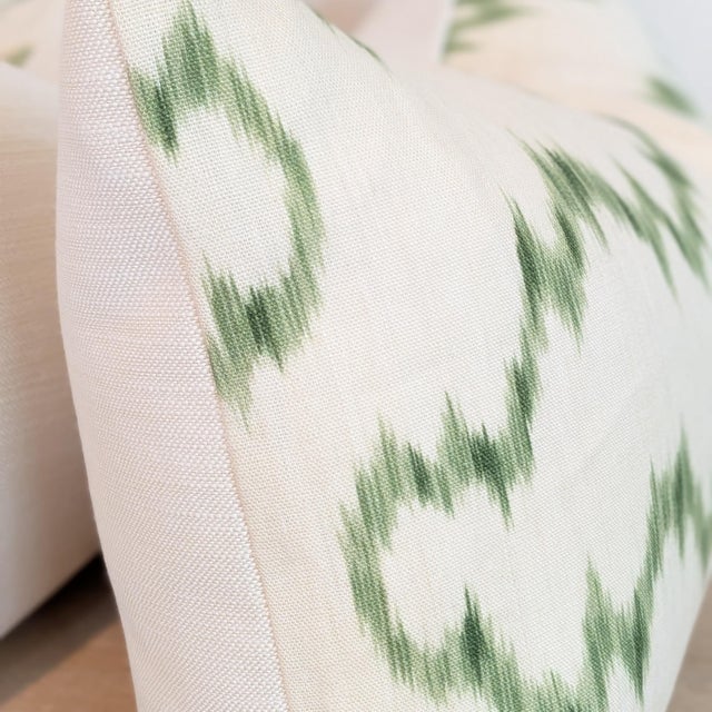 Not Yet Made - Made To Order Lee Jofa Mallorcan Ikat Lumbar Pillows in Leaf Green For Sale - Image 5 of 5