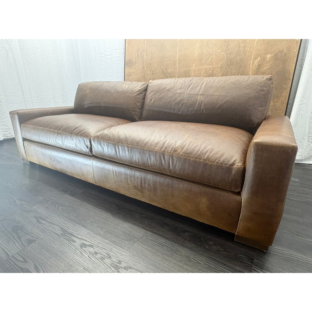 Rh Maxwell Leather 2-Cushion Sofa | Italian Brompton Leather – Cocoa | Down-Feather Fill For Sale - Image 16 of 18