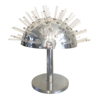 Vintage Mid-Century Modern Space Age Sputnik Style Lucite Spike & Aluminum Dome Table Lamp For Sale