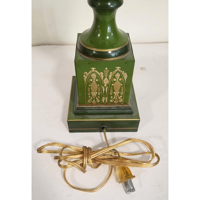 Vintage French 20th C Designer Empire Style Green & Gold Swan Urn Lamp For Sale - Image 17 of 17
