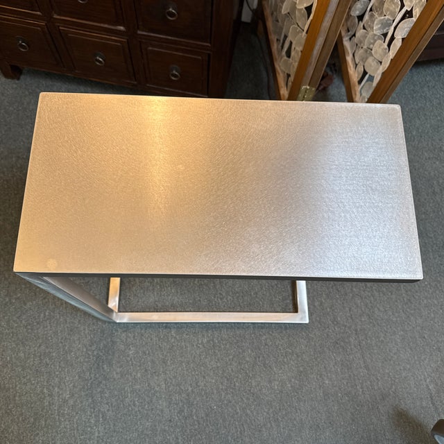 Crate & Barrel Era Stainless Steel C-Table For Sale In San Francisco - Image 6 of 12