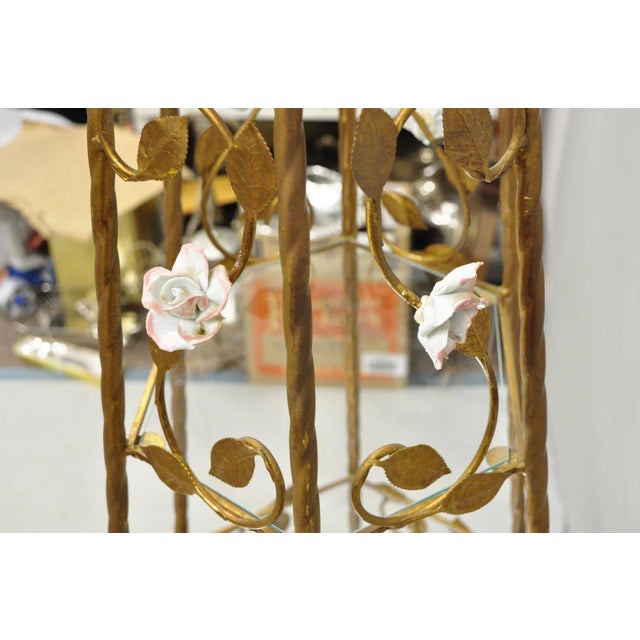 Gold Vintage Italian Hollywood Regency Gold Tole Metal 4 Tier Lighted Etagere Curio For Sale - Image 8 of 18