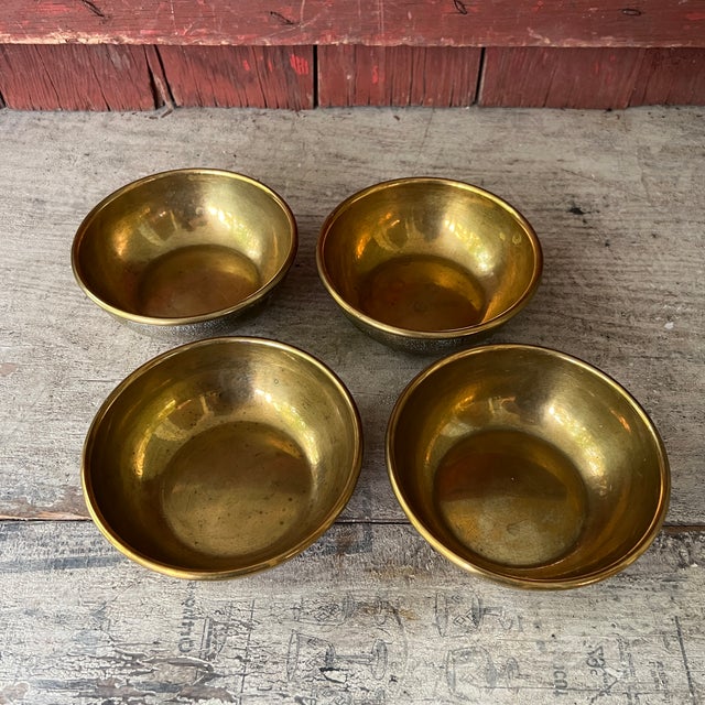 Set of 4 Vintage British Royal Navy Brass Finger Mess Bowls For Sale - Image 11 of 13