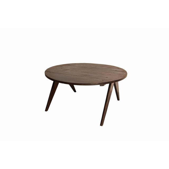 Vintage Round Winegrower Coffee Table made from a reclaimed winegrower's tabletop. We made compass legs to give it a 50's...