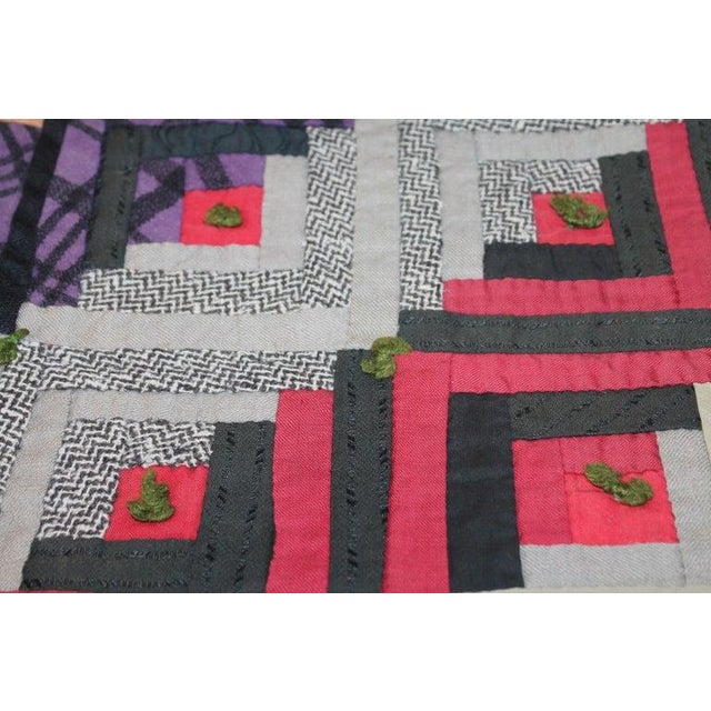 Textile Antique Quilt 19th Century Log Cabin Comforter For Sale - Image 7 of 11