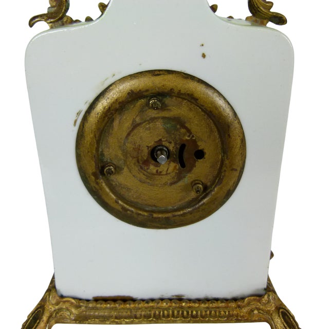 Antique 19thC French Porcelain & Ormolu Mantel Clock | for Restoration | Circa 1880–1890 For Sale - Image 9 of 12