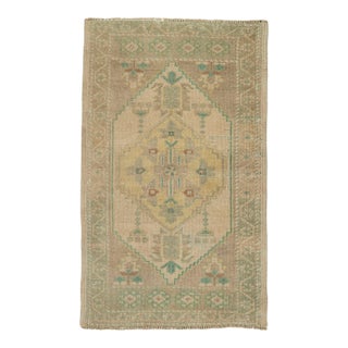 Turkish Mini Rug Oriental Hand Knotted Vintage Rug 1'11" x 3'1" #21050 For Sale
