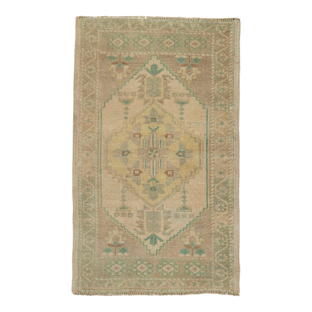 Turkish Mini Rug Oriental Hand Knotted Vintage Rug 1'11" x 3'1" #21050 For Sale