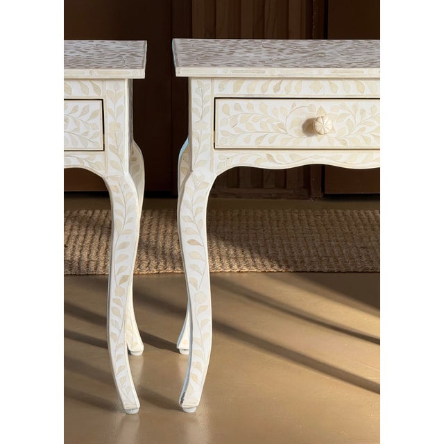 Ivory Pair of Mosaic Amira Nightstands by Restoration Hardware, 21st Century For Sale - Image 8 of 12