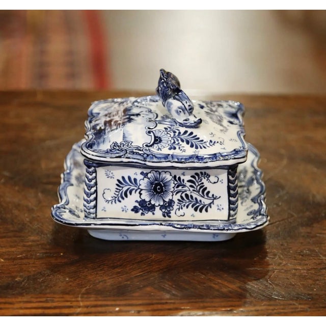 Ceramic Early 20th Century Royal Bonn Delft Faience Sardine Dish With Dolphin Handle For Sale - Image 7 of 13