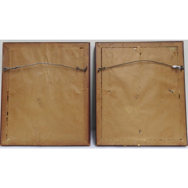 Tan Early 20th Century Lady and Gentleman Oil on Board Set of Two Framed Paintings For Sale - Image 8 of 9