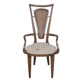 1970s MCM Romweber Sculptural Cane Back Walnut Arm Chair Desk Accent Chair For Sale