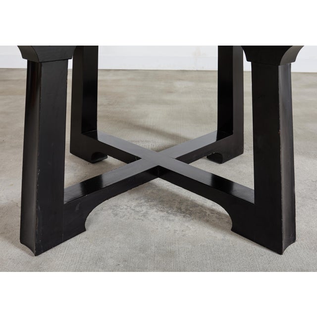 L. Rossi Expandable Round Chinoiserie Lacquered Dining Table 7 Ft For Sale - Image 13 of 18