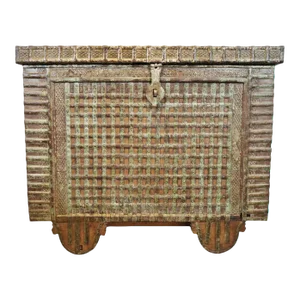 Mid 20th Century Rajasthan Dowry Trunk on Wheels