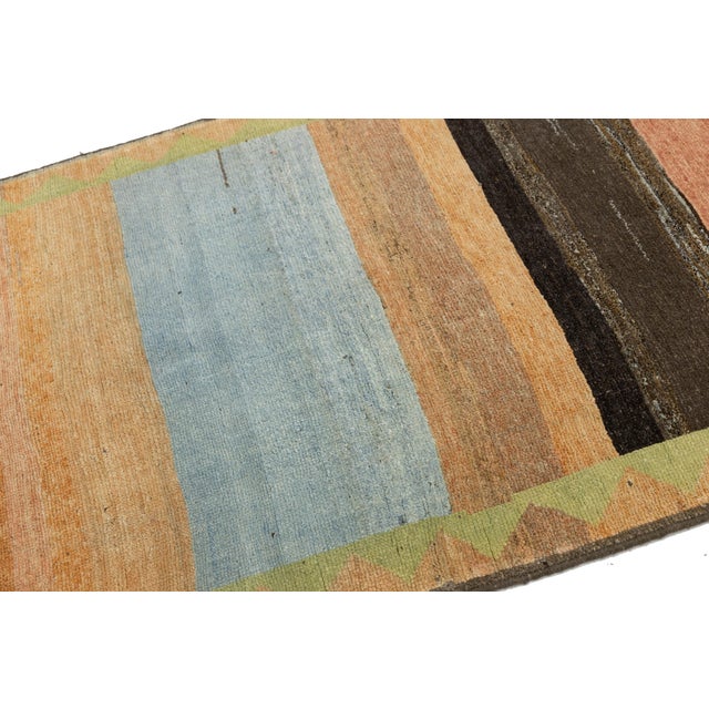 2010s Multicolor Modern Striped Gabbeh Hand-Knotted Wool Rug 4x7 For Sale - Image 5 of 8