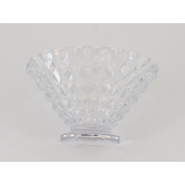 Vintage Geometric Diamond Relief Patterns Crystal Bowl For Sale In Madison - Image 6 of 6