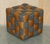 Harris Tweed and Brown Leather Poufs, Set of 2 For Sale - Image 9 of 14