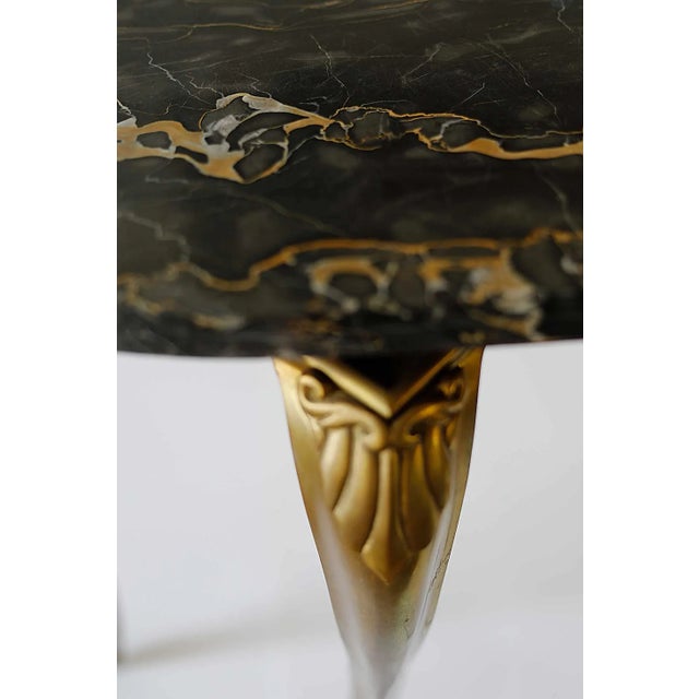 Black Console Table With Black Marble Top For Sale - Image 8 of 10