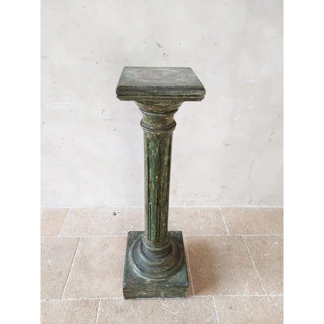 Green Italian Scaglioga Pedestal in Green Faux Marble For Sale - Image 8 of 12