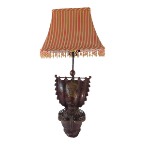 Vintage Mid Century Cast Iron Pirate Ship Table Lamp