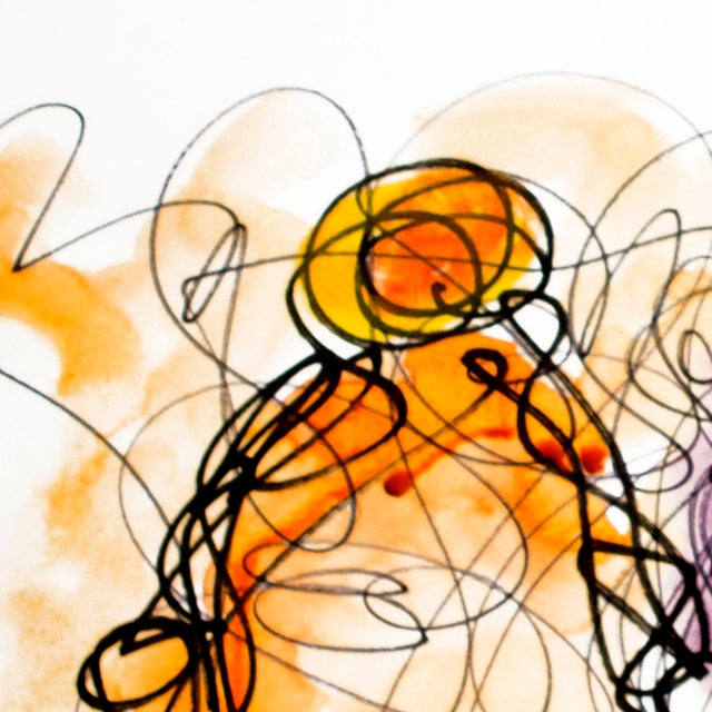 Contemporary That’s Me in the Middle — Playful Abstract Dance of Color, Motion & Character, Oil Markers & Acrylics on Paper 18 X 24 For Sale - Image 3 of 8