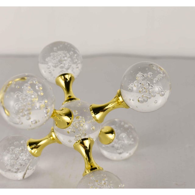 Glass Modern Molecular Cluster Crystal Ball Decorative Orb With Gold Accents For Sale - Image 7 of 11