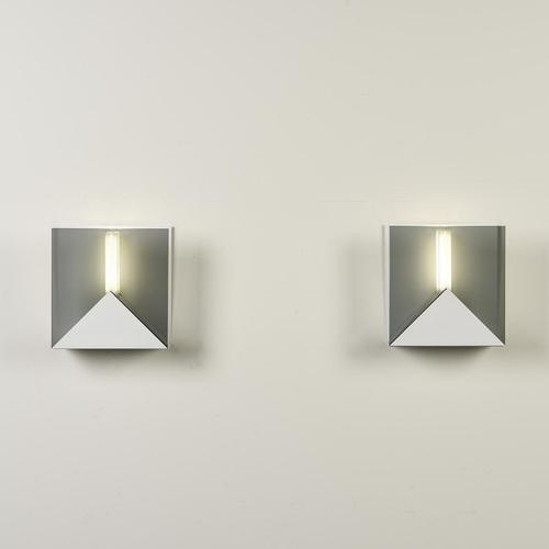 VERRE LUMIERE studio Wall lights 20620 Verre Lumiere edition, circa 1975 White lacquered metal, Saint-Gobain tinted glass...
