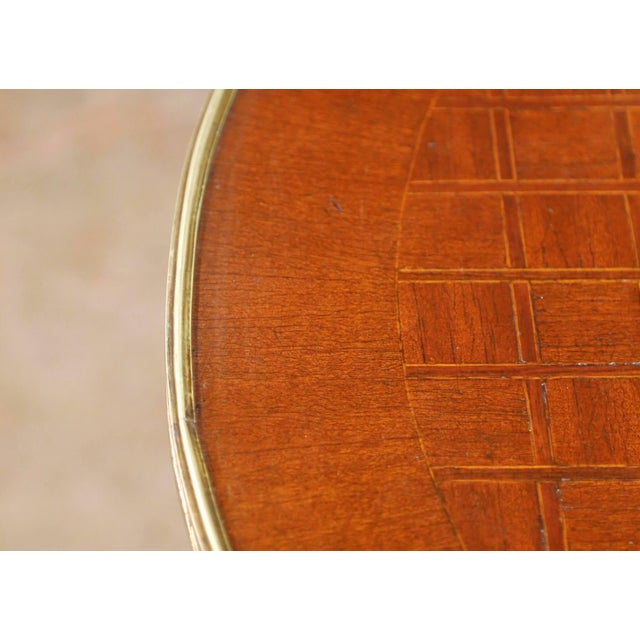 French Louis XVI Mahogany Guéridon With Marquetry Top and Bronze Mounts For Sale - Image 4 of 10