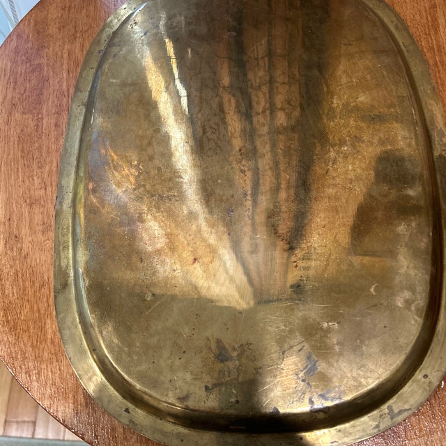 Vintage Brass Table Top Tray With Wall Scalloped Border Chairish