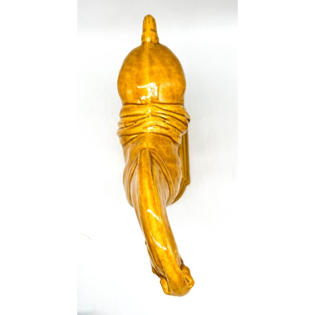 Mid-Century Tang-Style Horse Sculpture in Mustard Yellow Glaze - Chinoiserie, Hollywood Regency, Neoclassical For Sale - Image 12 of 13