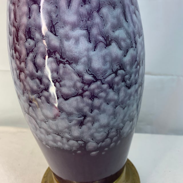 Vintage Mid-Century Modern Purple Lava Glaze Ceramic Table Lamp For Sale - Image 4 of 5