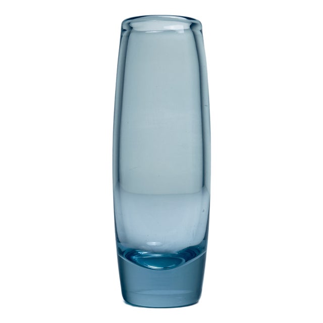 Original Blue Glass Vase by Per Lütken for Holmegaard, Denmark, 1960s For Sale