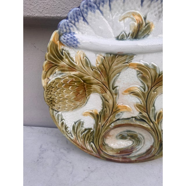 French Country French Majolica Asparagus Plate Orchies, Circa 1890 For Sale - Image 3 of 5