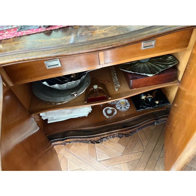 Wood Antique Late 19th Century French Rococo Revival Burl Walnut Buffet For Sale - Image 7 of 12