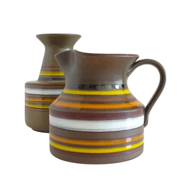 Fascie Colorate Vase and Pitcher by Aldo Londi for Bitossi, Italy, 1960s, Set of 2 For Sale - Image 10 of 11