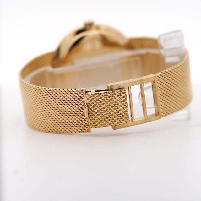 1990s Vintage Baume Mercier 18k Yellow Gold Manual Wind Mesh Bracelet Watch For Sale - Image 5 of 7