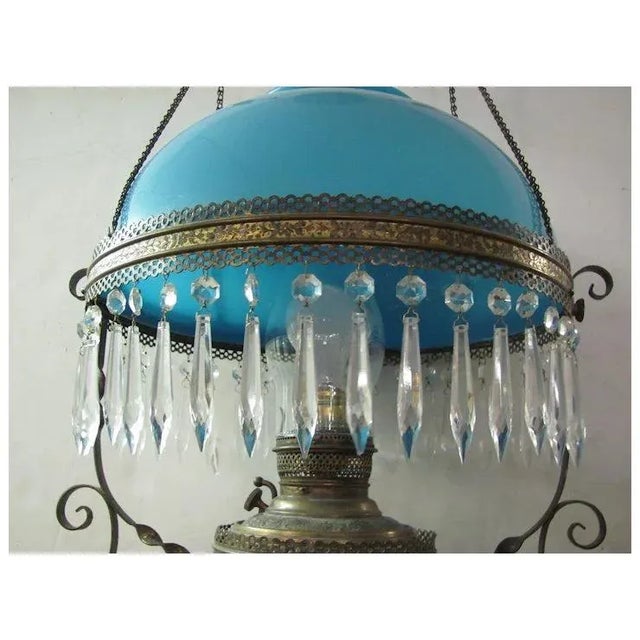 Victorian Late 19th Century Blue Shade Victorian Parlour Pendant For Sale - Image 3 of 6