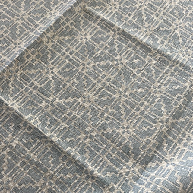 2010s Fermoie Designer Pale Sky Blue Linen Cotton Fabric- 1 3/4 Yards For Sale - Image 5 of 7