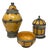 Set of 3 Vintage Moroccan Ceramic Jars with Silver Filigree, 1980 For Sale