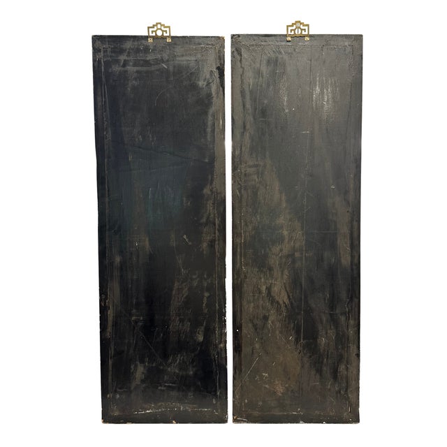 Pair of Large Vintage Chinese Black Lacquer Mother-of-Pearl Bird & Floral Wall Panels For Sale - Image 4 of 4