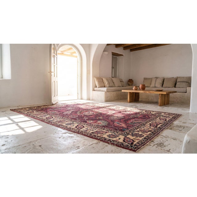 Textile 1880s Red Wine Foliate Antique N. Indian Agra Rug 4' X 7'7" Handknotted Wool Carpet For Sale - Image 7 of 9