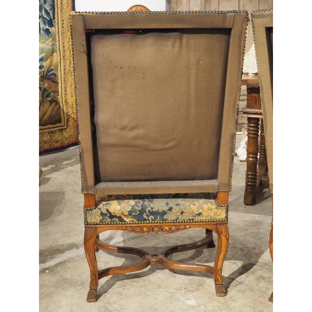 Pair of 19th C. French Regence Style Armchairs With Verdure Tapestry Upholstery For Sale - Image 18 of 18