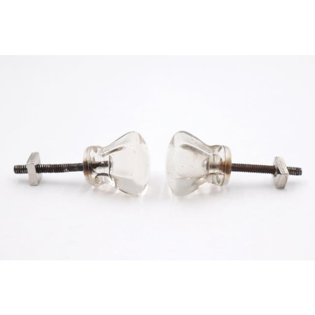 Traditional Pair of Vintage 1 In. Hexagon Glass Cabinet Knobs For Sale - Image 3 of 4