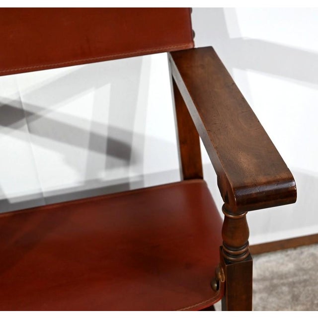 Late 19th Century Armchair in Walnut and Cordovan Leather For Sale - Image 10 of 18