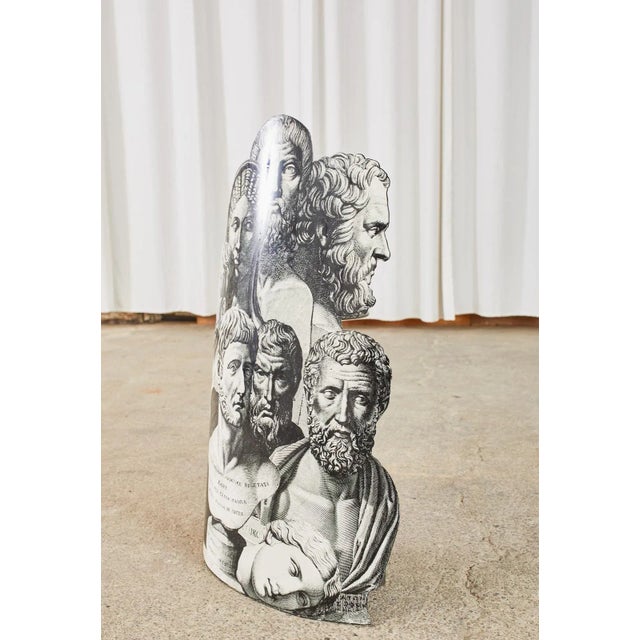 Black Fornasetti Neoclassical Trompe l'Oeil Teste Antiche Umbrella Stand For Sale - Image 8 of 13