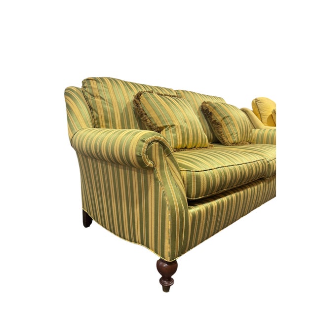 Late 20th Century Sherrill Loveseat / Sofa With Fine Striped Upholstery For Sale - Image 5 of 10