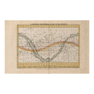 Map of the Heavens & Milky Way | Antique Hand-Colored Celestial Planisphere | From Geography of the Heavens by Elijah Hinsdale Burritt, 1835 For Sale